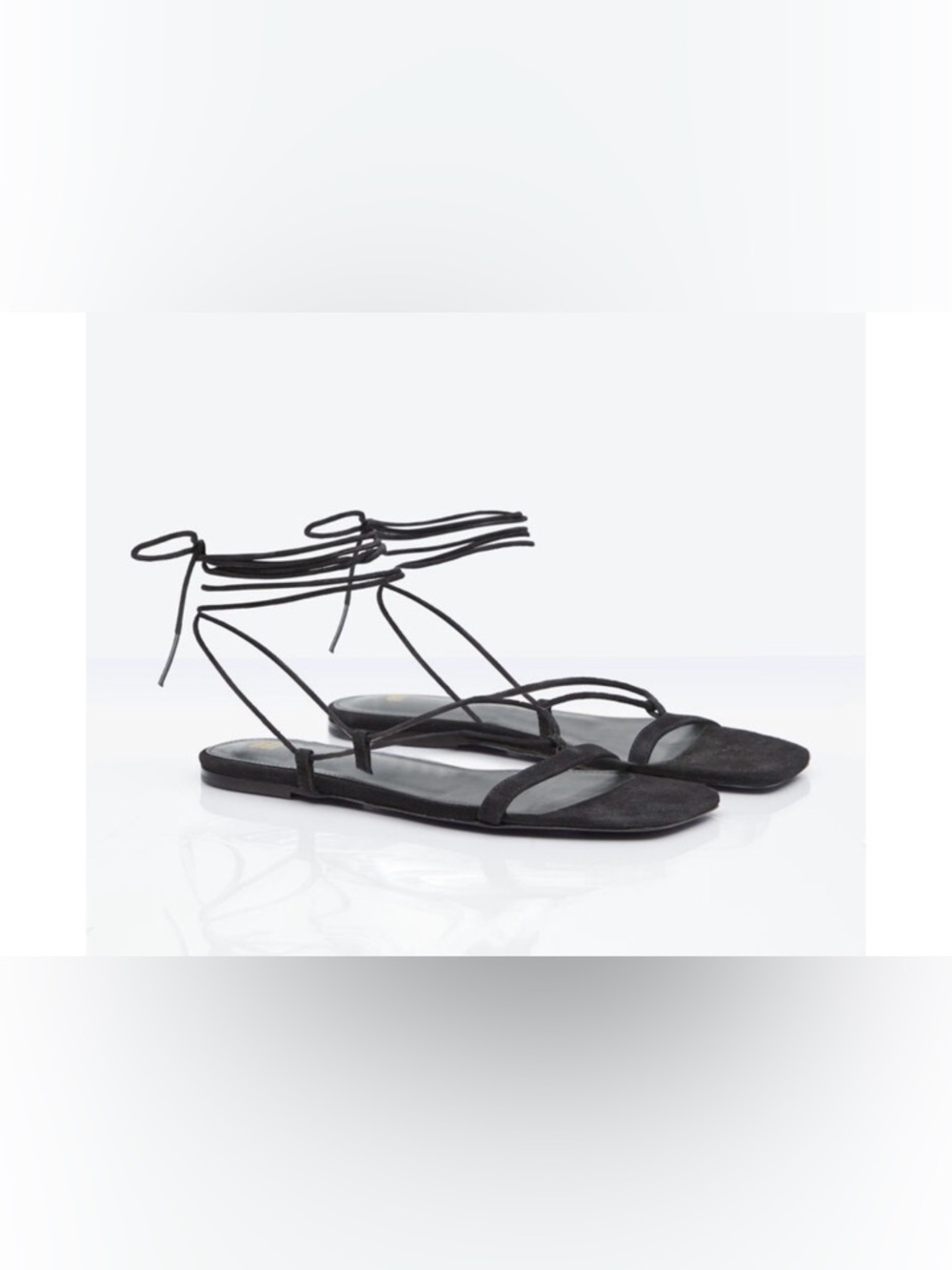 Toteme Black Suede Ankle Toe Sandals - Picture 1 of 7